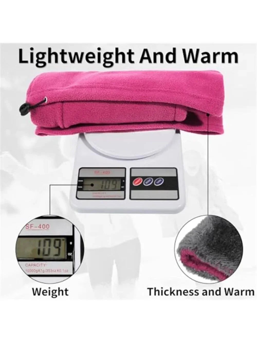 Women's Sherpa Hood Ski Mask Winter Balaclava Windproof Hooded Scarf